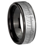 8mm Lord Of The Rings Step Edge Black Silver Durable Wedding Bands For Her