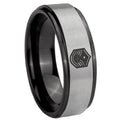 8mm Chief Master Sergeant Vector Black Step Edge Gray Tungsten Ring
