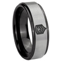 8mm Army Sergeant Major Black Step Edge Gray Tungsten Ring