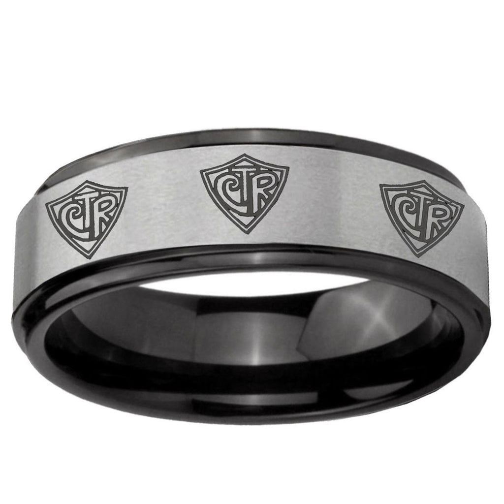 6mm Multiple CTR Black Step Edge Gray Tungsten Ring