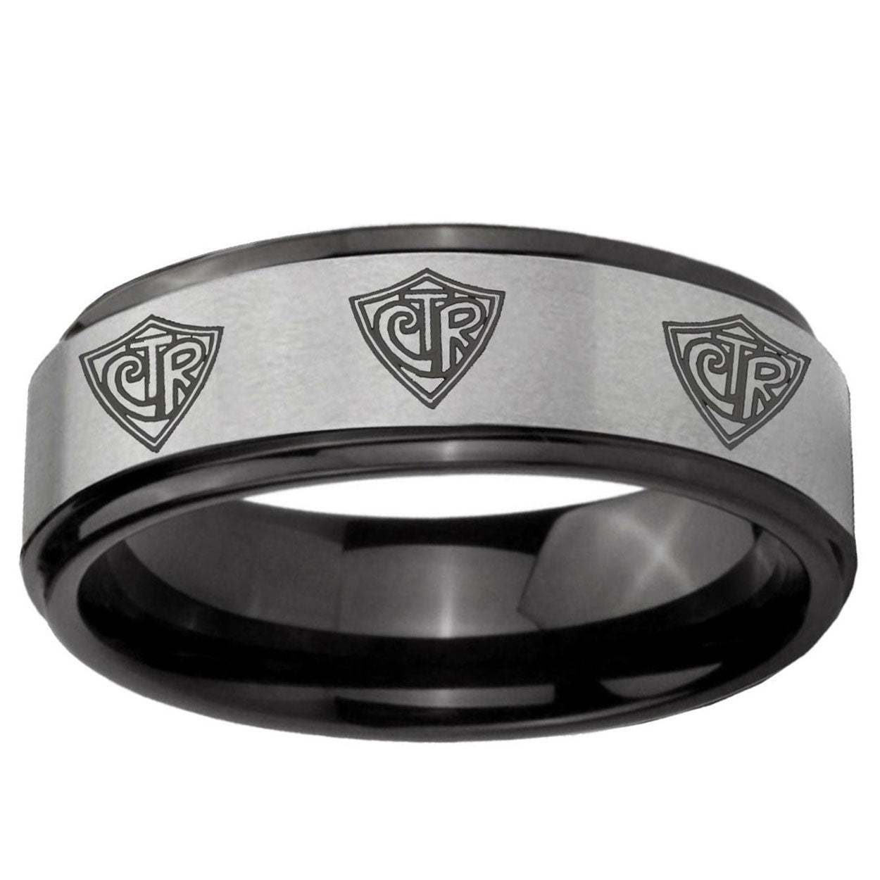 6mm Multiple CTR Black Step Edge Gray Tungsten Ring