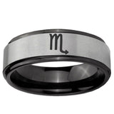 6mm Scorpio Horoscope Black Step Edge Gray Tungsten Carbide Engagement Ring