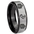 8mm Marine Army Sergeant Black Step Edge Gray Tungsten Band