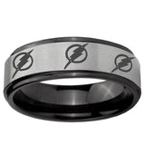 6mm Multiple Flash Black Step Edge Gray Men's Wide Wedding Bands