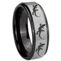 8mm Multiple Lizard Black Step Edge Gray Tungsten Ring