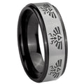 8mm Multiple Zelda Skyward Sword Black Step Edge Gray Tungsten Band