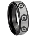 8mm Multiple Green Lantern Black Step Edge Gray Unique Ring