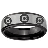 6mm Multiple Green Lantern Black Step Edge Gray Unique Men Wedding Ring