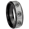 8mm Multiple Skull Black Step Edge Gray Tungsten Ring