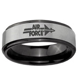 6mm Black Step Edge Gray Air Force Tungsten Carbide Laser Engraved Ring