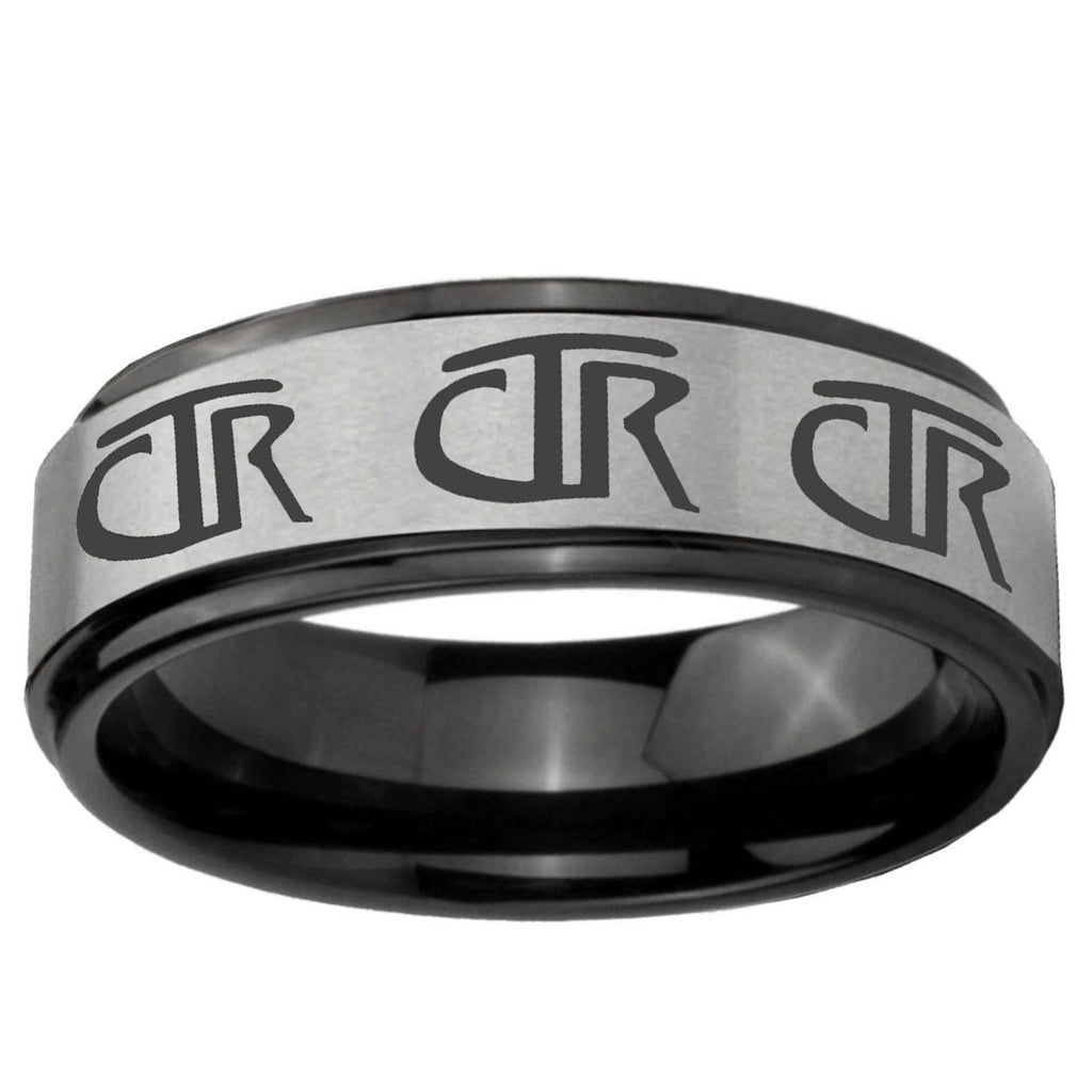 6mm Multiple CTR Black Step Edge Gray Tungsten Promised Ring
