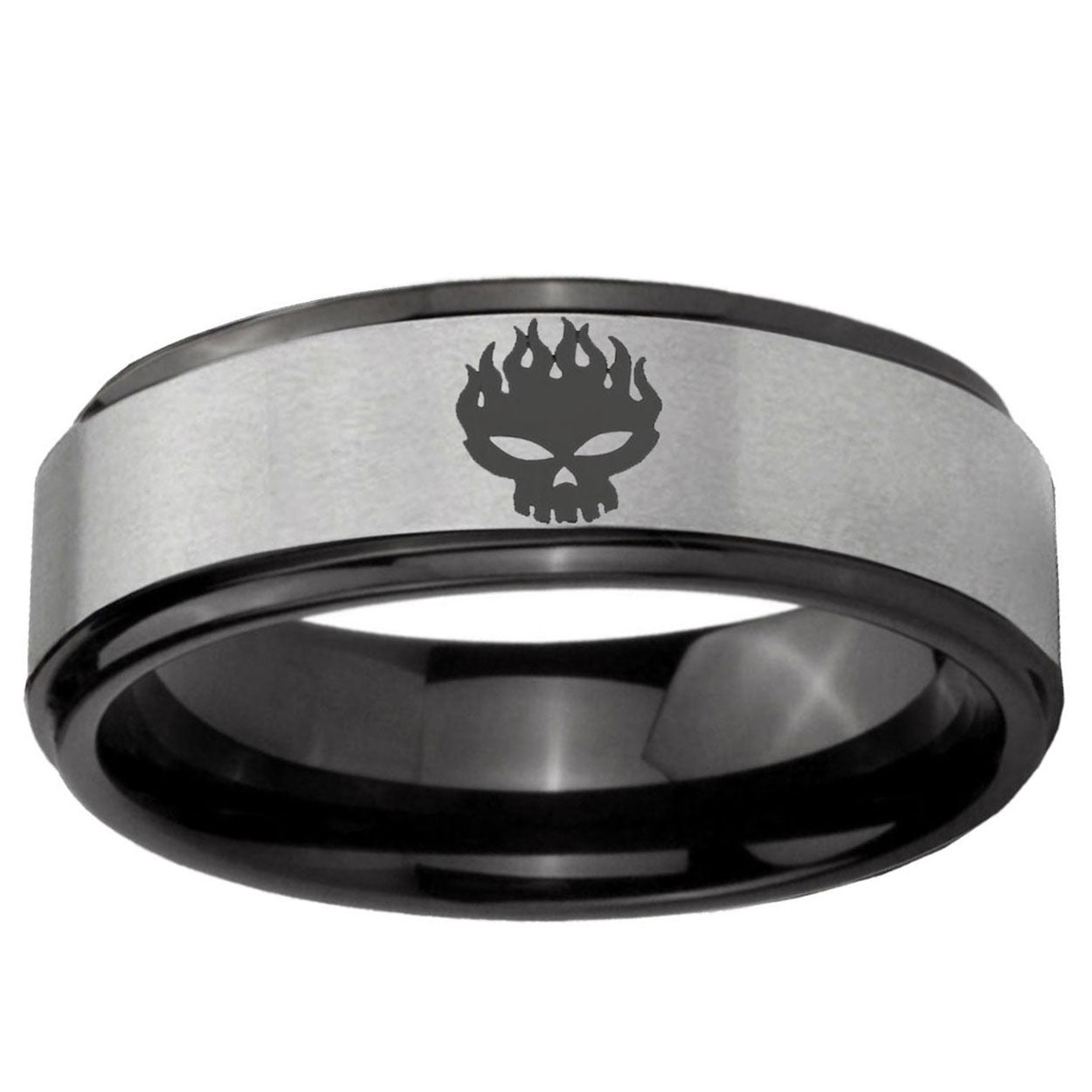6mm Offspring Black Step Edge Gray Tungsten Men Bands