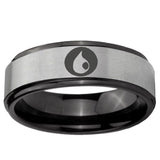 6mm Magic Gathering Black Step Edge Gray Tungsten Carbide Men's Band Ring