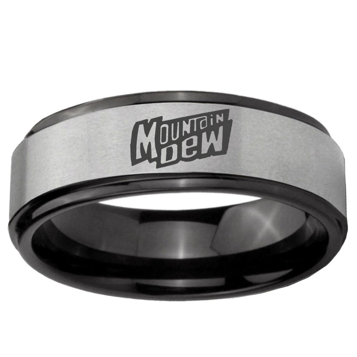 6mm Mountain Dew Black Step Edge Gray Tungsten Promised Ring