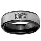 6mm Mountain Dew Black Step Edge Gray Tungsten Carbide Men's Promise Ring