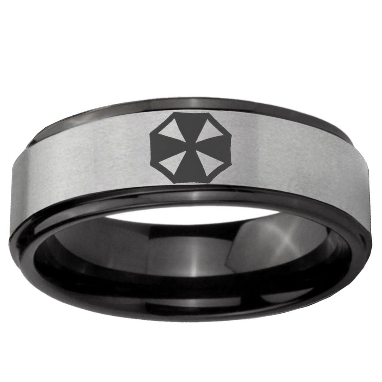 6mm Resident Evil Black Step Edge Gray Tungsten Men Bands