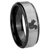 8mm Squirrel Black Step Edge Gray Tungsten Carbide Ring