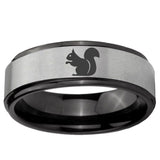 6mm Squirrel Black Step Edge Gray Tungsten Carbide Ring