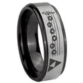 8mm Ocarina Songs Zelda Black Step Edge Gray Tungsten Ring