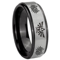 8mm Zelda Majora's Mask Black Step Edge Gray Tungsten Ring