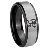 8mm Hatchet Woman Black Step Edge Gray Tungsten Promised Ring