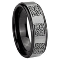 8mm Multiple Celtic Black Step Edge Gray Tungsten Ring