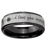 6mm Sound Wave I love you more Black Step Edge Gray Tungsten Promise Ring