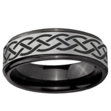 6mm Celtic Knot Black Step Edge Gray Tungsten Carbide Men's Wedding Ring