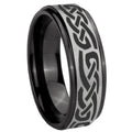 8mm Celtic Knot Infinity Love Black Step Edge Gray Tungsten Ring