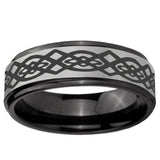6mm Celtic Knot Black Step Edge Gray Tungsten Carbide Wedding Band Men's