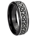 8mm Celtic Knot Love Black Step Edge Gray Tungsten Ring
