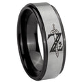 8mm Zelda Breath Of The Wild Black Step Edge Gray Tungsten Ring