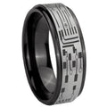 8mm Circuit Board Black Step Edge Gray Tungsten Ring