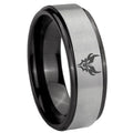 8mm Transformers Shatterback Black Step Edge Gray Tungsten Ring