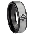 8mm Gold Lantern Black Step Edge Gray Tungsten Ring
