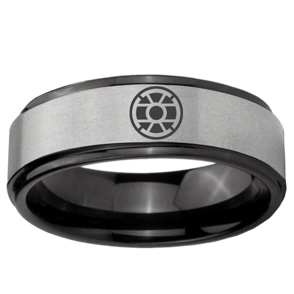 6mm Gold Lantern Black Step Edge Gray Tungsten Ring