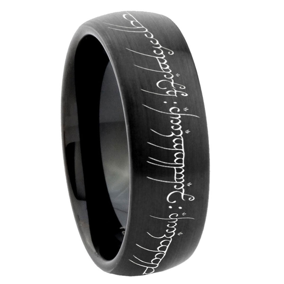 8mm Lord Of The Ring Dome Brushed Black Forever Wedding Ring