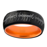 8mm Lord Of The Rings Dome Black Orange Mens Tungsten Jewelry