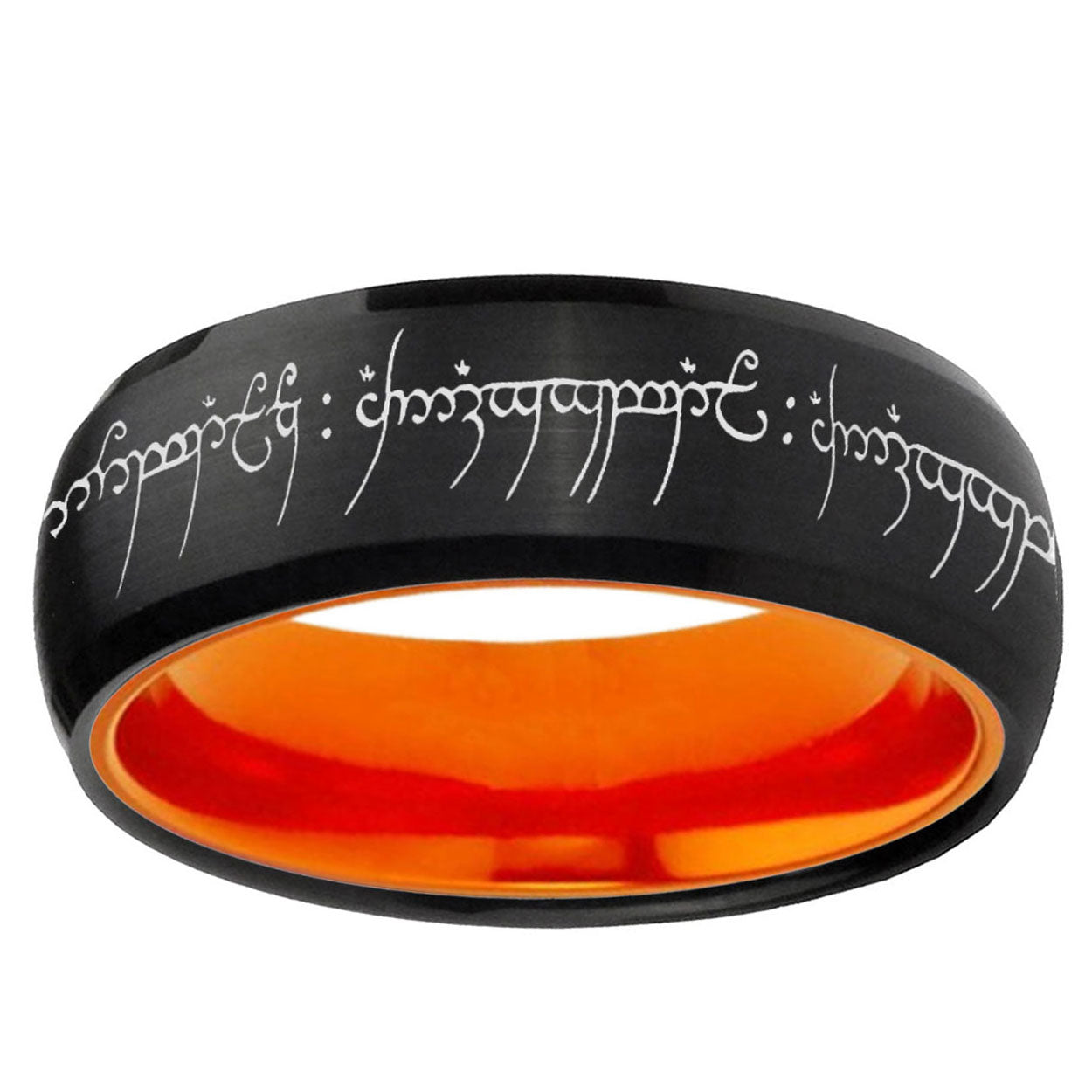 Lord Of The Ring Dome Black Orange Mens Tungsten Jewelry