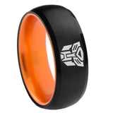 8mm Transformers Autobot Dome Black Orange Personalized Tungsten Rings