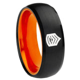 8mm Army Sergeant Major Dome Black And Orange Tungsten Custom Men's Ring