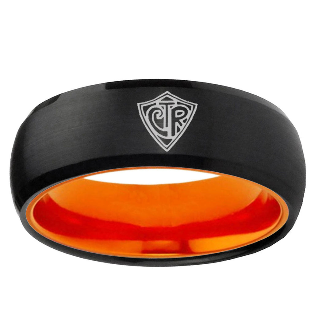 CTR Dome Black And Orange Tungsten Men's Promise Ring
