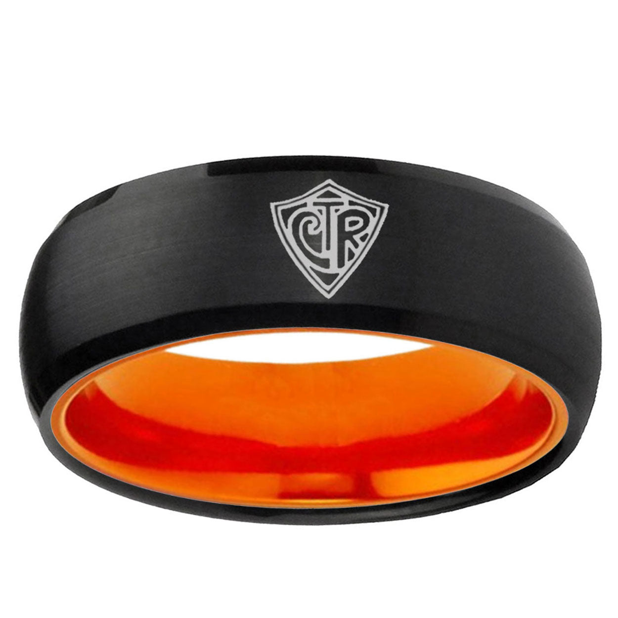 CTR Dome Black And Orange Tungsten Men's Promise Ring