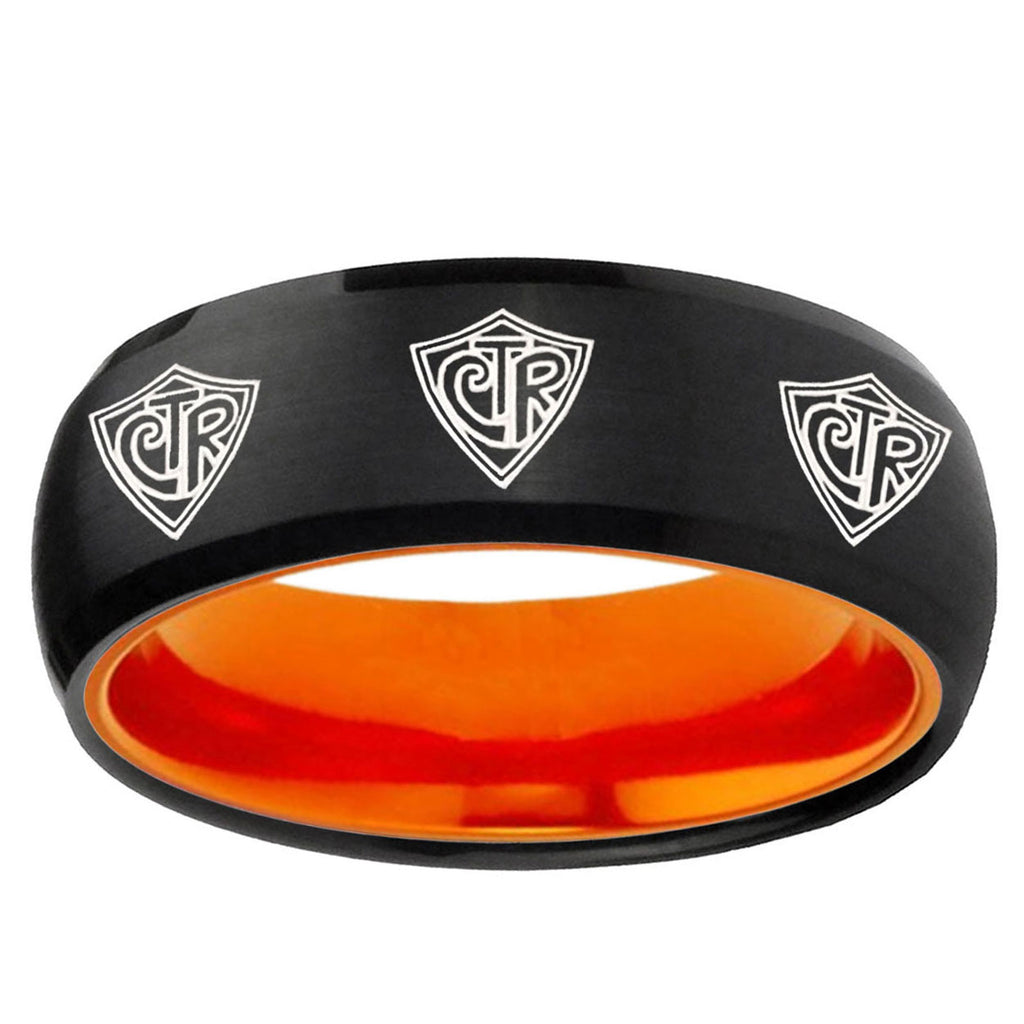 Multiple CTR Dome Black Orange Tungsten Mens Promise Ring
