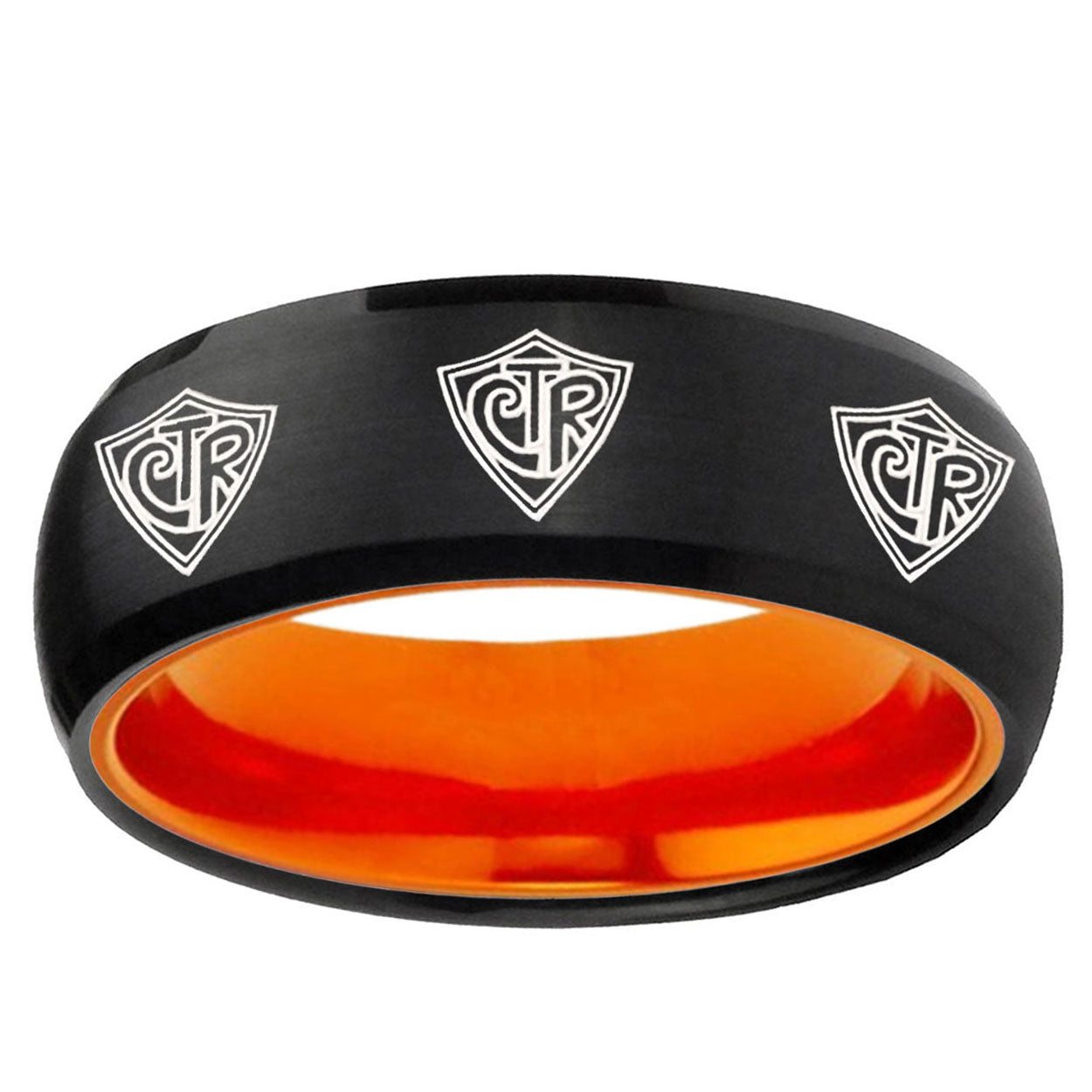 Multiple CTR Dome Black Orange Tungsten Mens Promise Ring