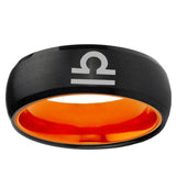 Libra Horoscope Dome Black And Orange Tungsten Carbide Bands Ring