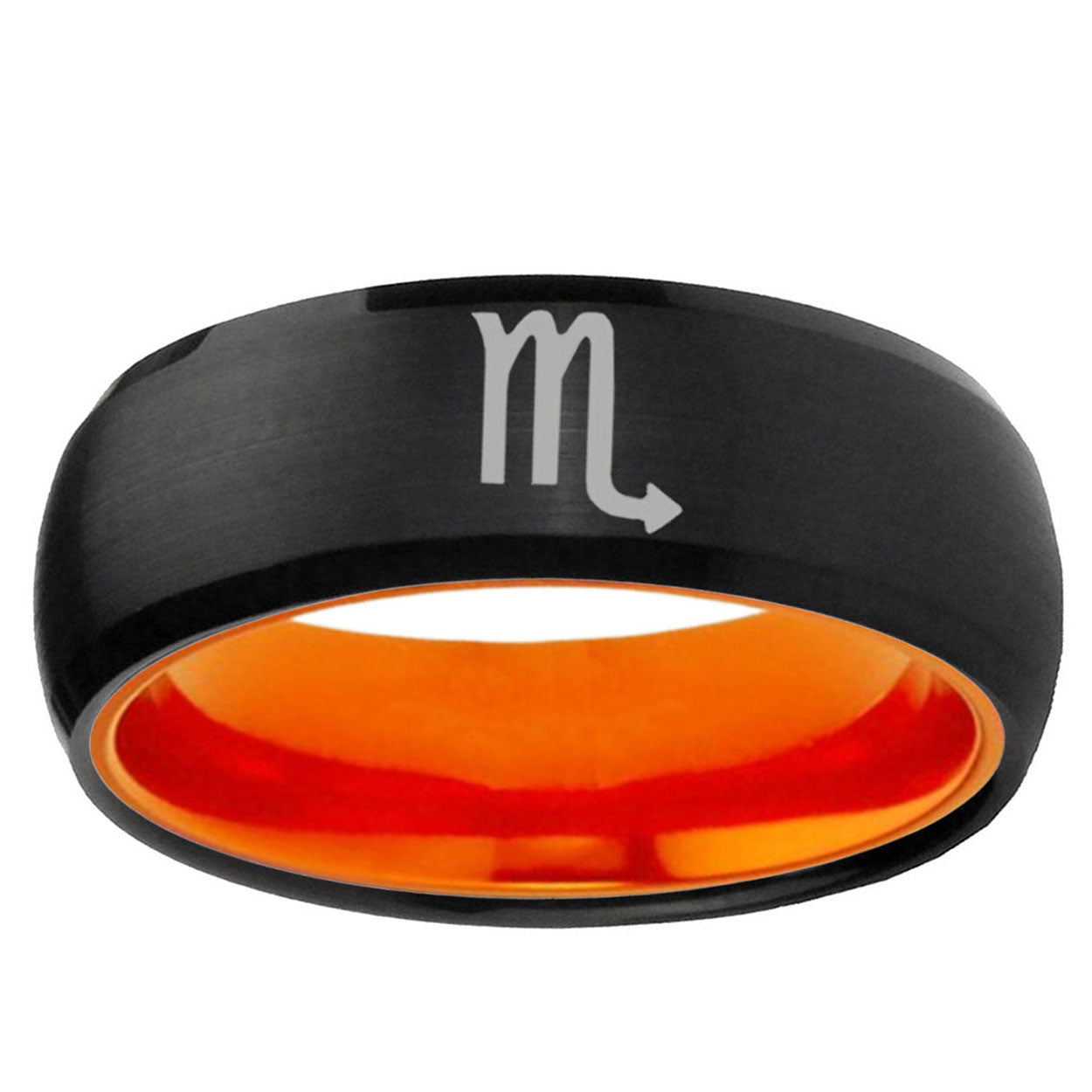Scorpio Horoscope Dome Black Orange Tungsten Promised Ring