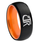 8mm CTR Dome Black Orange Polished Tungsten Ring