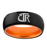 8mm CTR Dome Black Orange Polished Tungsten Ring