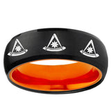 Multiple Pester Master Masonic Dome Black And Orange Tungsten Men's Ring